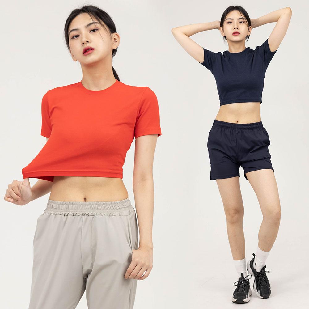 Ellamo Women'S Muscle Fit Crop Short Sleeve T-Shirt Xs~S
