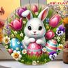 Art Mural Rond en Métal Lapin de Pâques Vintage 8 Pouces Cadre Décoration Printanière