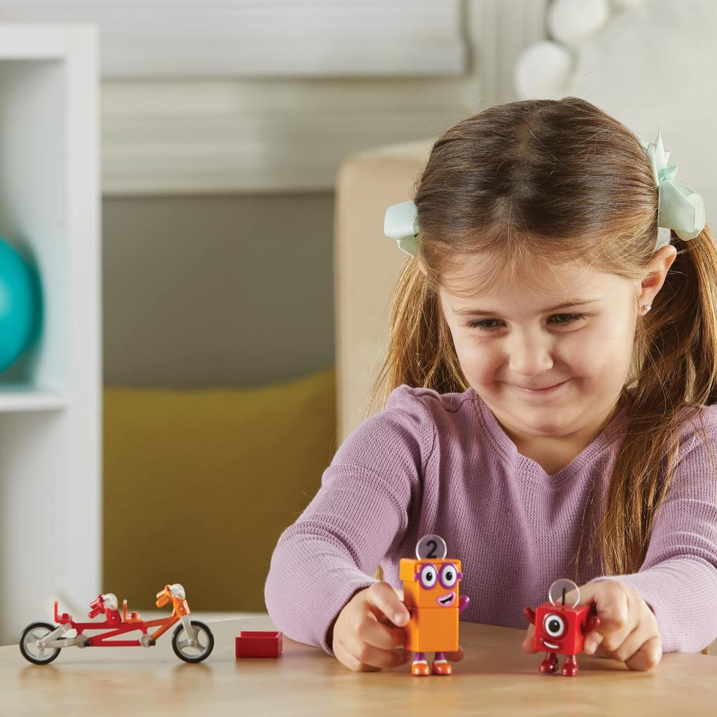 Numberblocks One and Two Bike Adventure Numberblocks Character Figure with Set Authentic Bicycle, 5-Piece 95354,