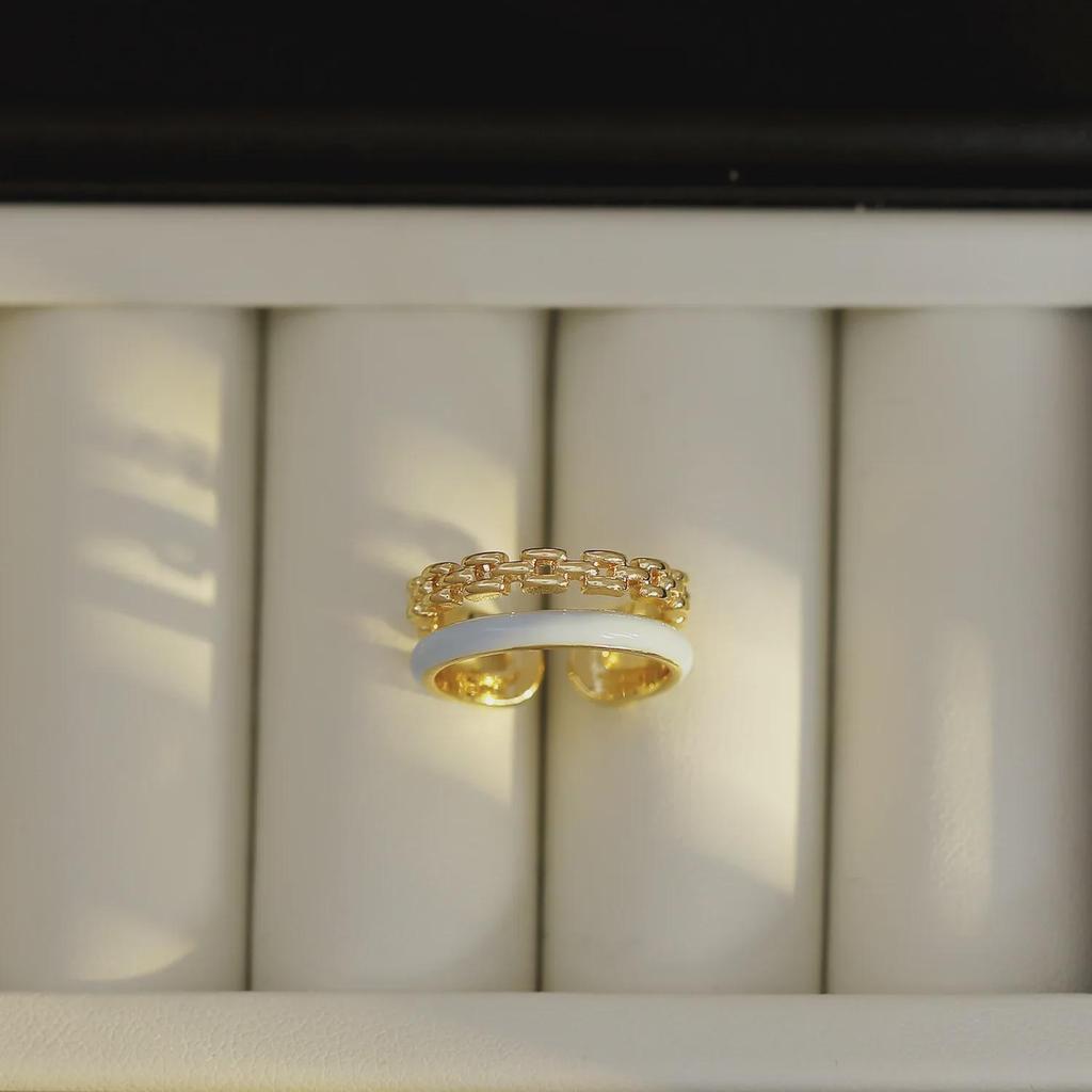 French Retro Double-Layer Drip Glaze Ring: Chic, Niche Design for All-Occasion Wear