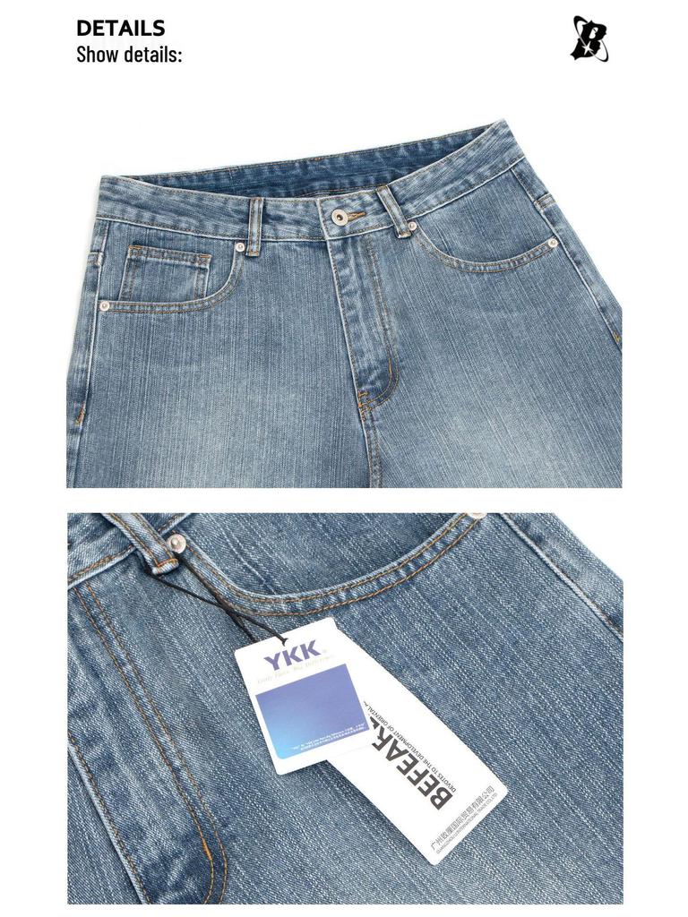 Unisex Retro Bootcut Jeans: 15.5oz Washed Heavyweight, Loose Fit Casual Pants