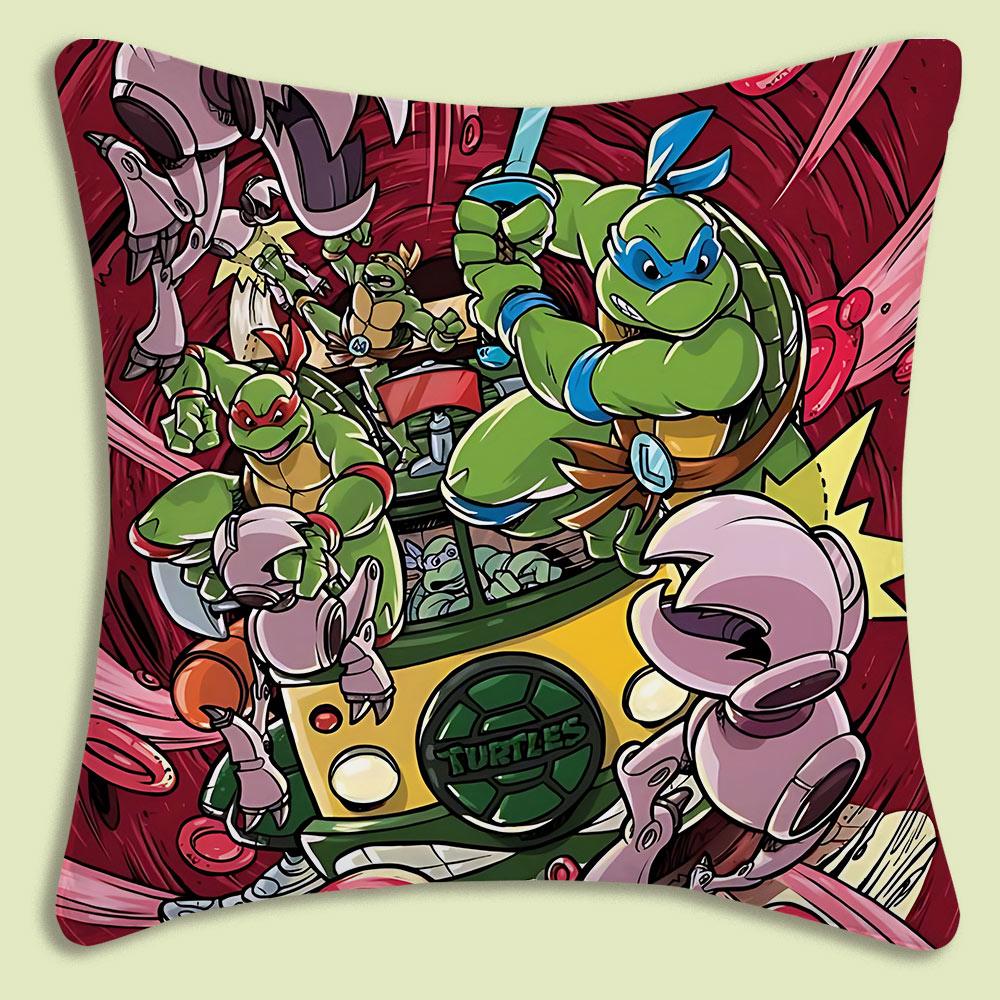 NNinja Turtles Pillow Covers Cartoon Sofa Decorative Home Doublesided Printing Short Plush Cute Cushion Cover