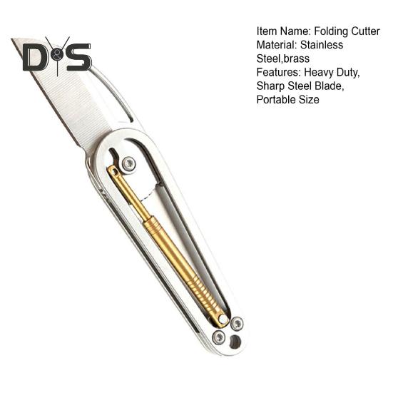 Stainless Steel Folding Cutter Heavy Duty Sharp Blade Pocket Size Cutter Packaging Mailing Box Opening Mini Portable Collapsible Cutting Tools