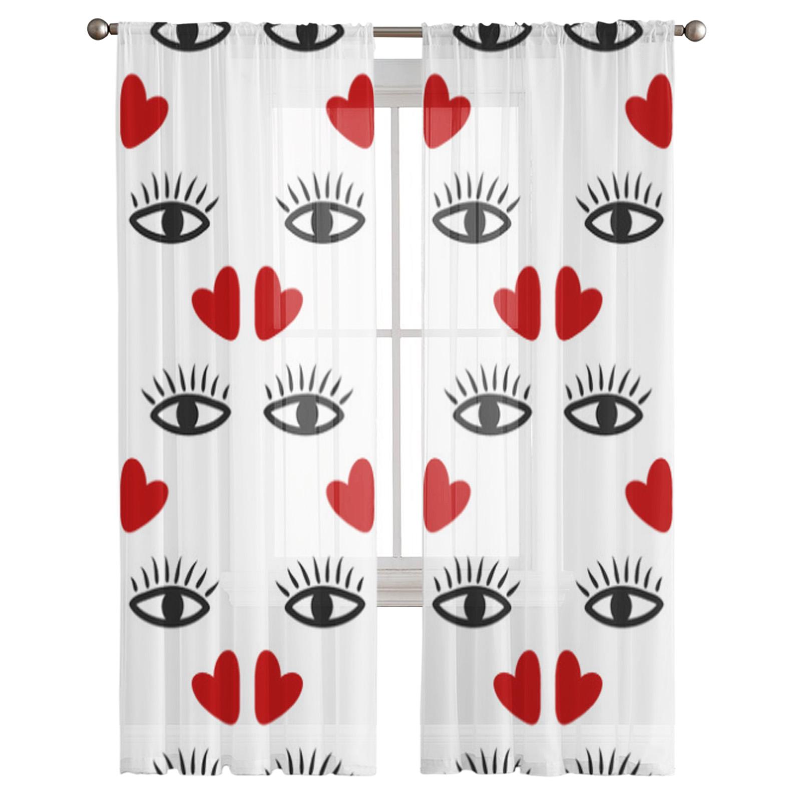 Глаза Ресницы Любовь Прозрачные шторы для гостиной Прозрачный тюль Оконные украшения — фото 2