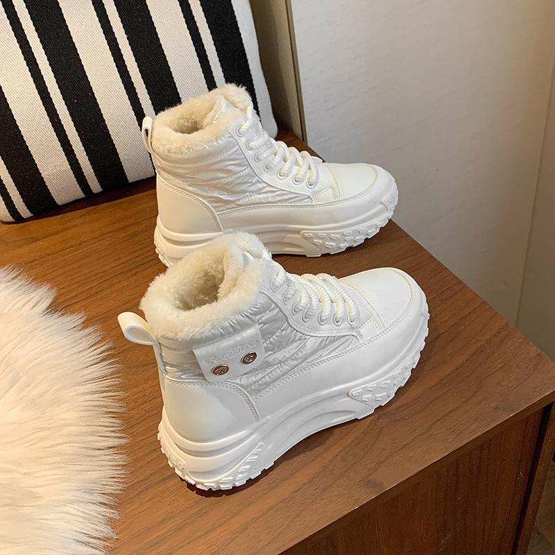 Fleece High-top Snow Boots for Women's Winter New Student Ins Korean Version of Warm Casual Platform Cotton Shoes P6011