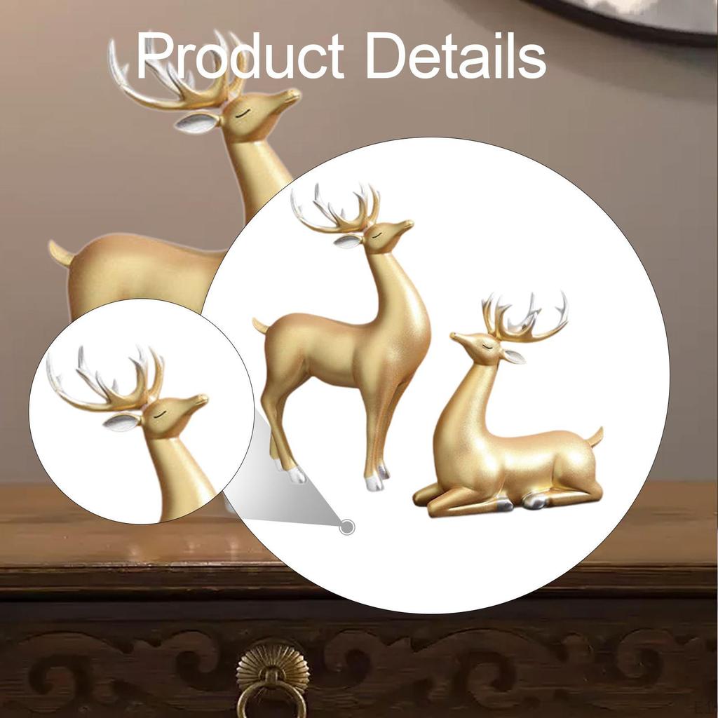 2 Pieces Reindeer Figurines Animal Figure Christmas Decoration Creative Elk Sculptures Tabletop