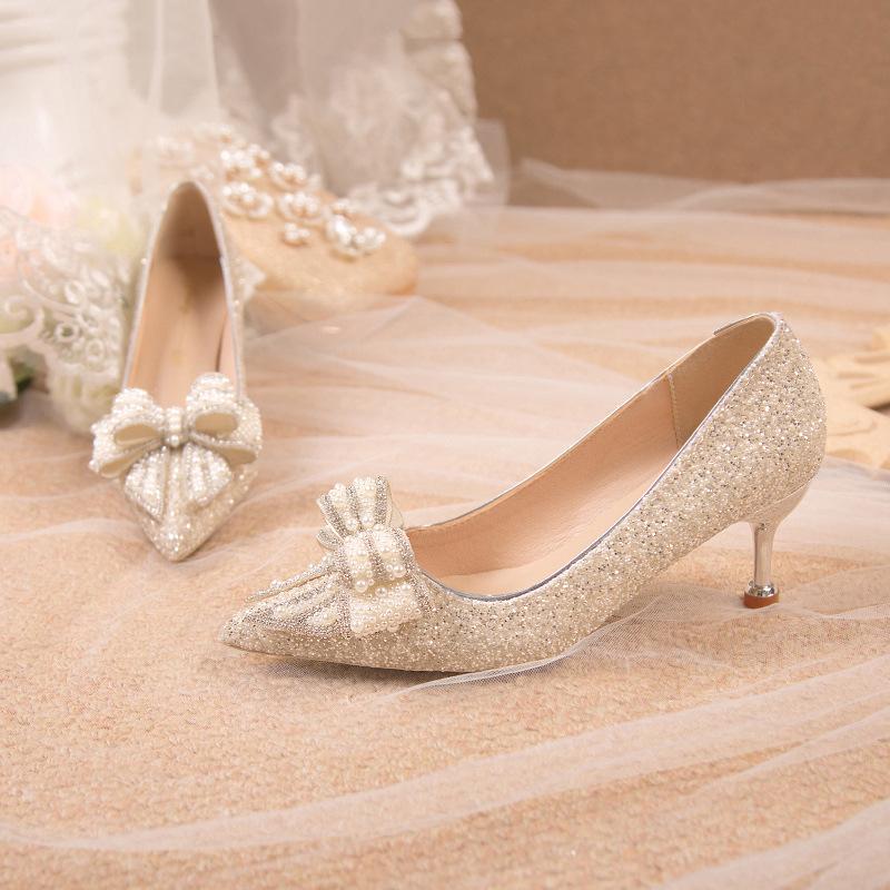 Übergröße High Heels Damen Dünne Absätze Spitzschuh Flache Öffnung Hochzeitsschuhe Sexy Temperament Bankettschuhe