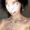Super‑Sparkling Water‑Drop Full‑Diamond Tassel Women Necklace & Earring Set, Court‑Style Light‑Luxury Niche‑Designed Collarbone Neck Accessories