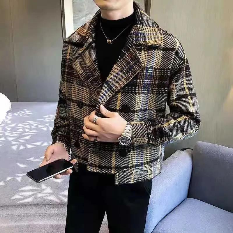 Men's Spring/Fall New Wool Coat, Loose-Fit Korean-Style Jacket, Wool Versatile Outerwear