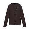 MD Spring New Arrival Minimalist Slim Gold Button Long Sleeves Rib Knitting Long Sleeves Tops 6848578