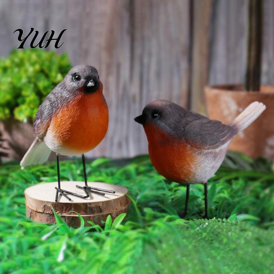 Small Animal Ornaments for Garden 2Pcs Outdoor Bird Ornaments, Realistic Pastoral Figurine, Wildlife Statues Weatherproof Lifelike Sculpture Courtyard
