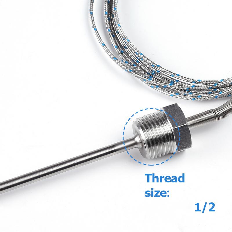 1/2 NPT Waterproof Stainless Steel k Thermocouple Sensor Pt100 Probe 50mm 100mm 150mm 200mm PID Temperature Controller 2M wire