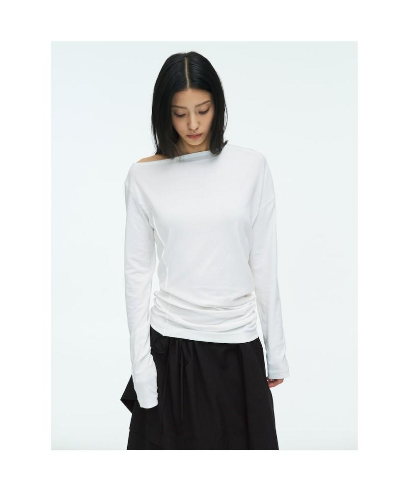 Anggae Asymmetrical Drape T-Shirt White