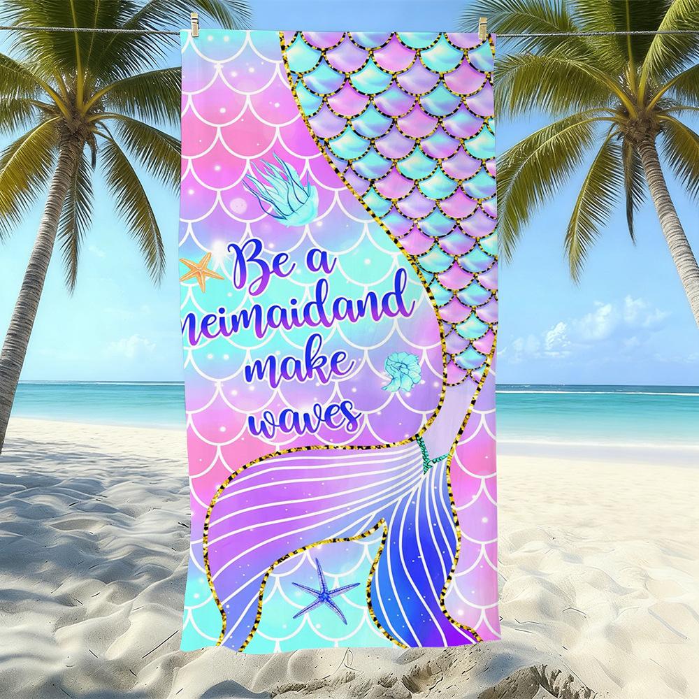 Seaside Microfiber Beach Towel, Water-Absorbing Quick-Drying Double-Sided Velvet Printed Bath Towel