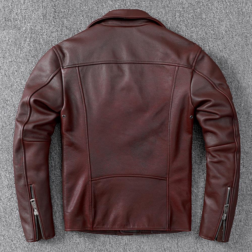 Motorcycle and Motorcycle Suit Retro Top Layer Cowhide Genuine Leather Leather Jacket Men's Short Slim Jacket