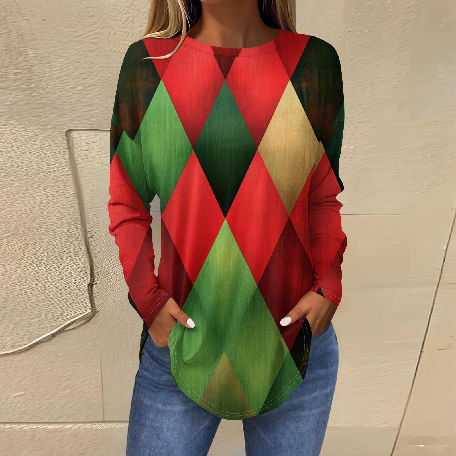 Женские свободные топы с круглым вырезом и капюшоном с длинными рукавами — фото 11