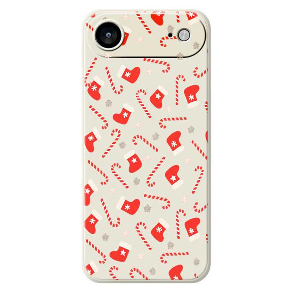For iPhone 17 Air Case Red Canes and Stockings Pattern Printing Straight Edge TPU Phone Back Cover