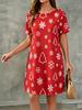 Fashion 3D Print Summer Dress Loose Casual Short Sleeve O-Neck Mini Dress