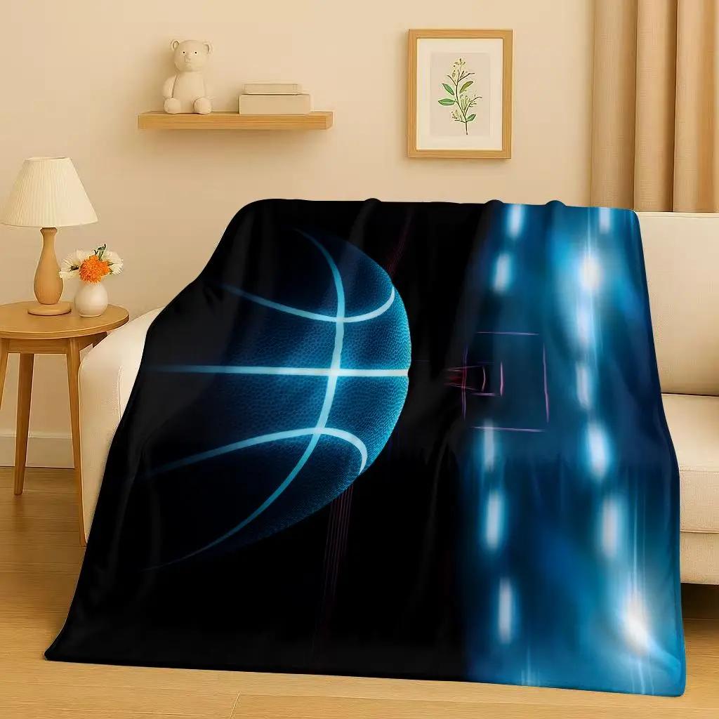 2026 New Basketball Court Art Flannel Blanket,Ultra Soft Warm Plush Throw for Home Bedroom Bed Sofa Cover Travel Camping Gift