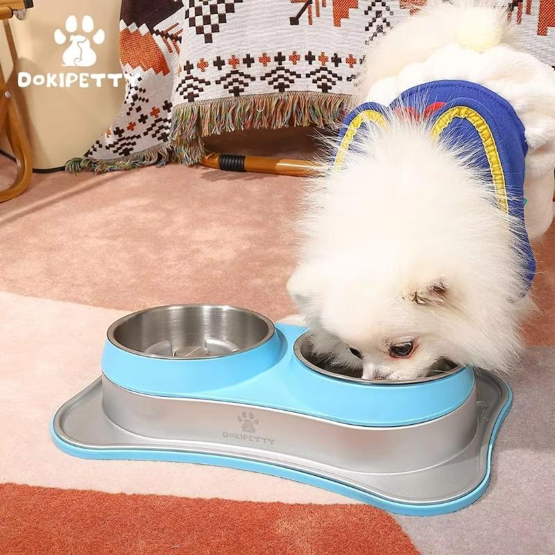 Slow Feeder Dog Bowls Homeuse Anti-Slip Stainless Steel Raised Dog Feeder for Small Sized Dogs Puppy