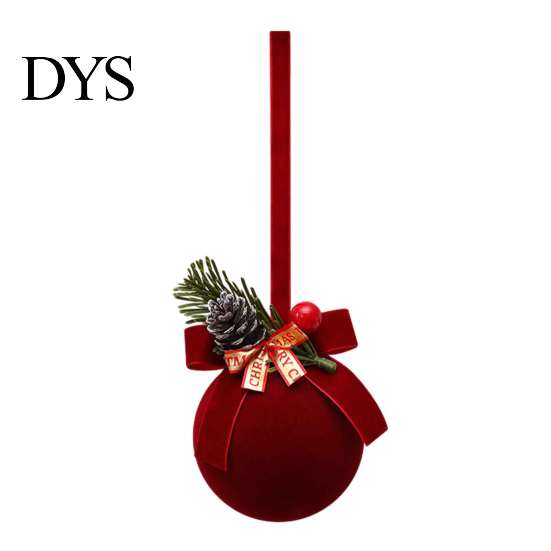 Christmas Lanyard Bell Pendants Nordic Velvet Ornament, Flocked Hanging Bells for Luxury Texture Tree Baubles Door Window Decor, Festive Holiday Home