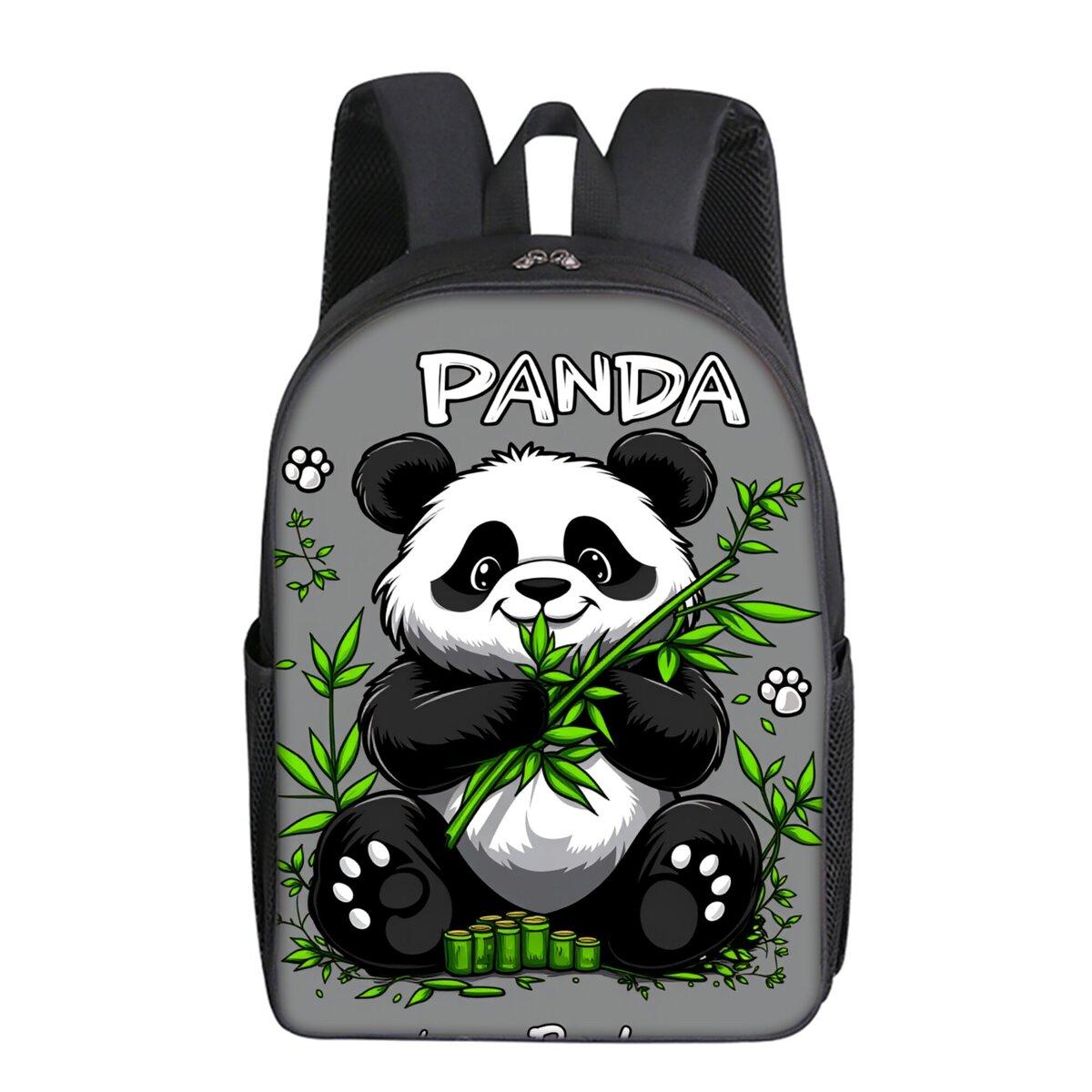 Sac à dos simple avec impression panda, couche unique, pour garçons/filles, meilleurs cadeaux pour enfants, sacs d'école plats dessin animé 2D