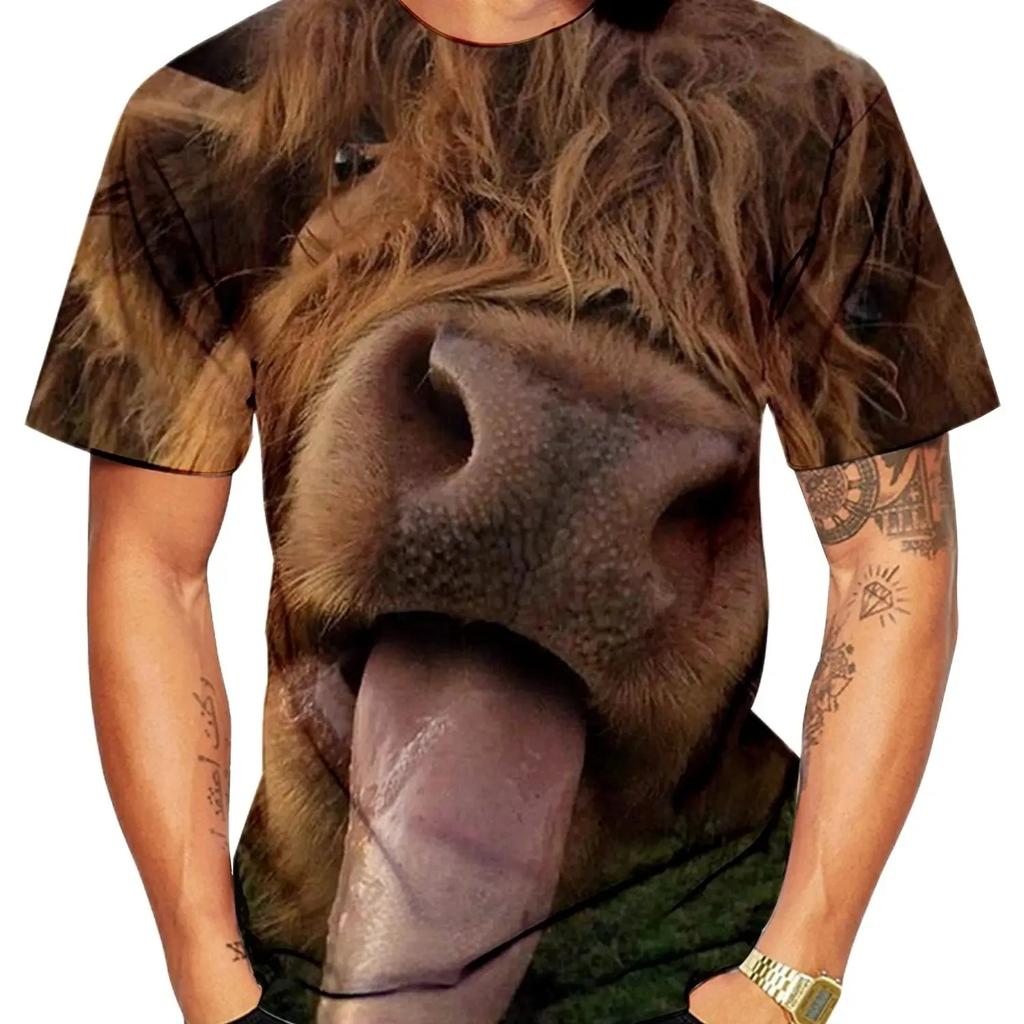 Summer Fun New Animal Donkey Pattern Men's Printed T-shirt Fun Harajuku Round Neck Large Loose Short Sleeve