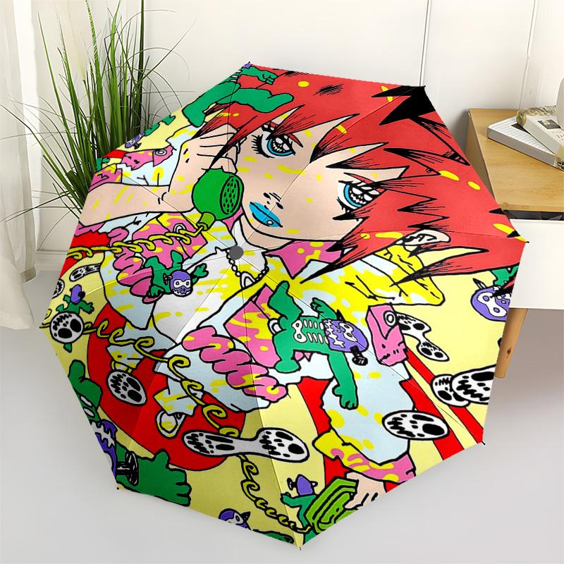 

1pc Anime Character Outdoor Umbrella - Automatic Opening/Closing, Portable 3-Fold Design with 8-Bone Iron Frame - Perfect Gift for Fans, Traveler