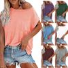 Women Casual Loose Color Chest Pocket Short-Sleeve Blouse Tops T-shirt