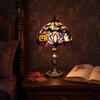 USB Plug-in Light Halloween Pumpkin Ghost Table Light, Stained Glass Art Night Lightweight Lamp, Vintage Decorative Desk Lamp for Holiday