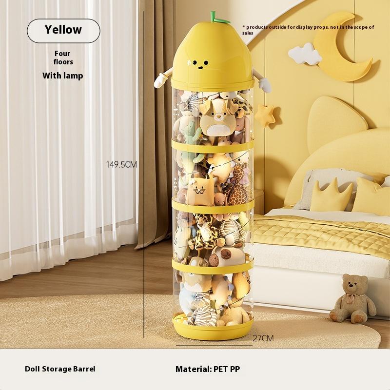 Large Capacity Storage Bucket Transparent Large Children's Toy Storage Box Plush Toy Debris Storage Tube HomeSupplies