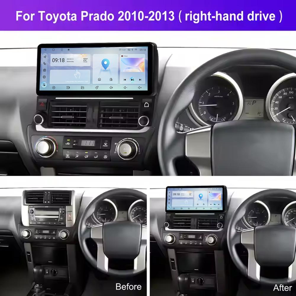 12.3 inch Touch Screen Wireless Carplay for Toyota Prado 2010-2013 GPS Navigation Bluetooth 4G