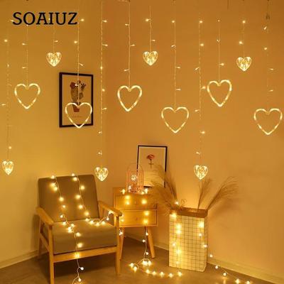 Guirnalda de luces Led con forma de corazón para cortina, guirnalda navideña, luces de hadas, 8 modos, fiesta de San Valentín, hogar, boda, decoraciones de Año Nuevo