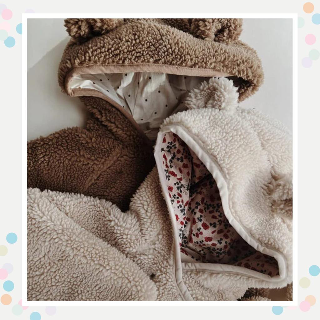 Baby Newborn Baby Cold Weather Clothing [kalavika] Clothes, Rompers, Bear, Hooded, Fluffy, Jumpsuit, Boys, Girls, Coveralls, Clothes, 60, 70, 80, 90,
