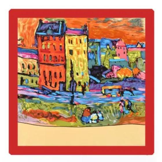 12mm Real Silk Hijab Scarf Luxury Pure Silk Stain Scarfs Soft Silky High Quality Women Designer Oil Painting Printing Head Scarf