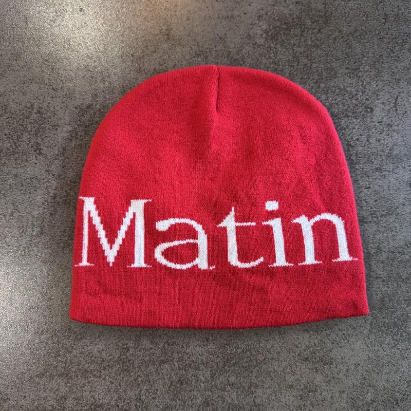 Streetwear Matin Letter Knitted Beanie Warmth Ear Protection Cold Cap Seasons