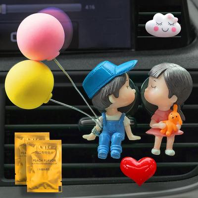 Cute Car Air Fresheners Vent Clip, Outlet Freshener Perfume Clip Aroma Diffuser Decor, Lovely Couple Car Interior Accessories for Women & Girls,