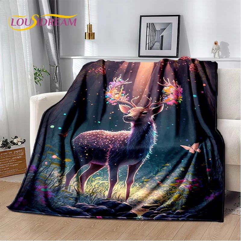 3D Dream Forest Christmas Elk Sika Deer Soft Plush Blanket,Flannel Blanket Throw Blanket for Living Room Bedroom Bed Sofa Cover