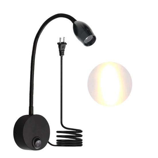 

Настенный прикроватный светильник, лампа для чтения с вращающимся на 360 градусов шлангом, супер яркий светодиодный ночник без мерцания US Plug Warm light чёрный