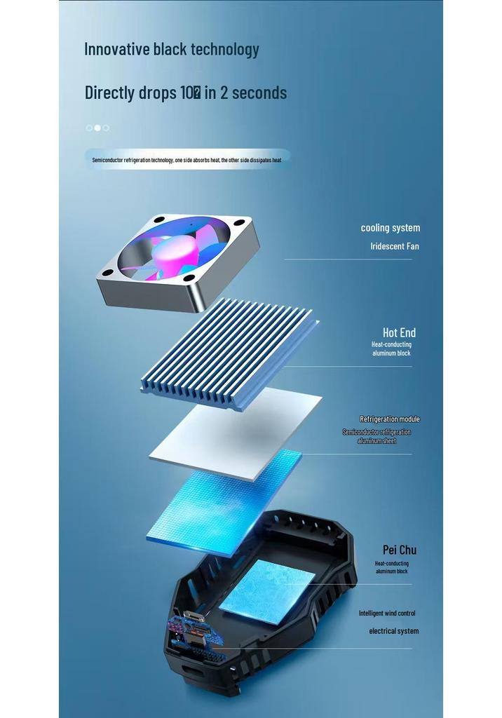 2025L-01 Mobile Phone Cooler: Instant Refrigerating Back Clip for Gaming with Three-Second Cooling.