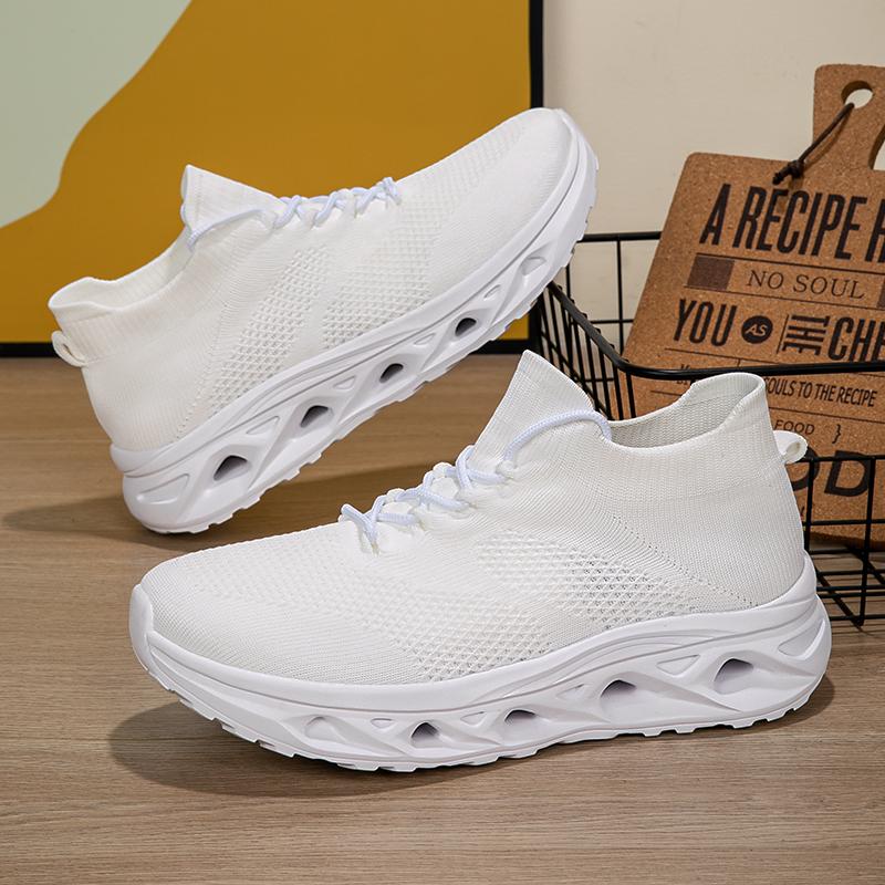 Men's Casual Running Shoes Thick Bottom Breathable Mesh Upgraded Version Lightweight Fashionable Shock Absorption Summer Sneaker