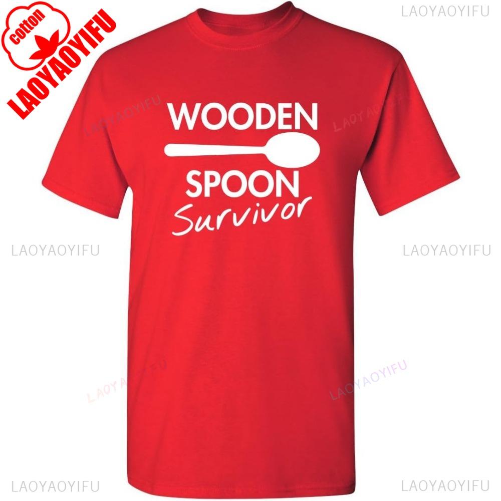 Wooden Spoon Survivor Adult Humor Mens Graphic Novelty Sarcastic Funny T Shirt Creative Design Tshirt Men Crewneck Short Sleeve