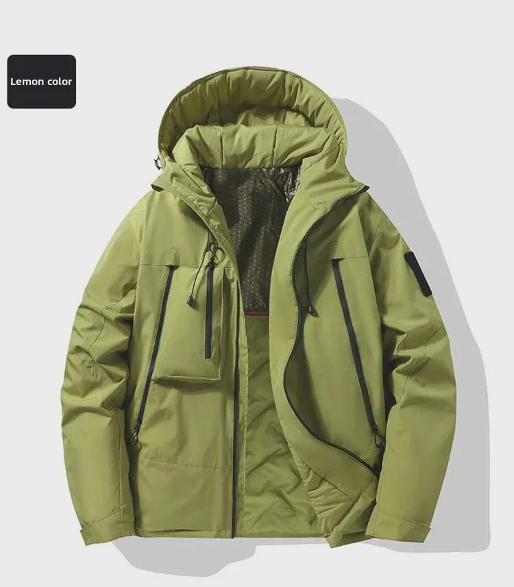 Upgraded J91 Men's Graphene Cotton Hooded Jacket: Trendy, Windproof, Waterproof, Thickened Design for Couples.