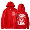 Jesus Christ Is King Graphic Hoodies Unisex Christian Faith Unisex Popular Long Sleeve Oversized Fleece Casual Tracksuit
