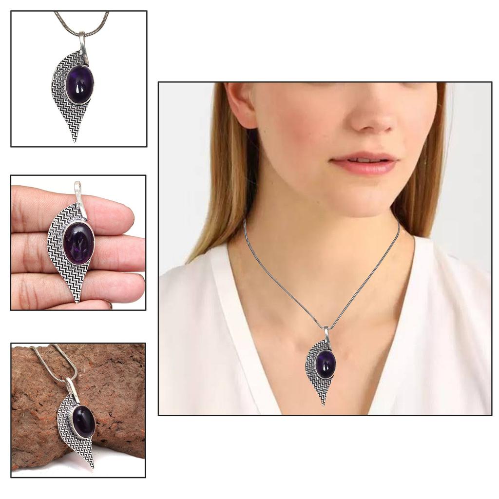 Set Amethyst Pendant Earrings Silver  Earring Necklace Gifted Silver