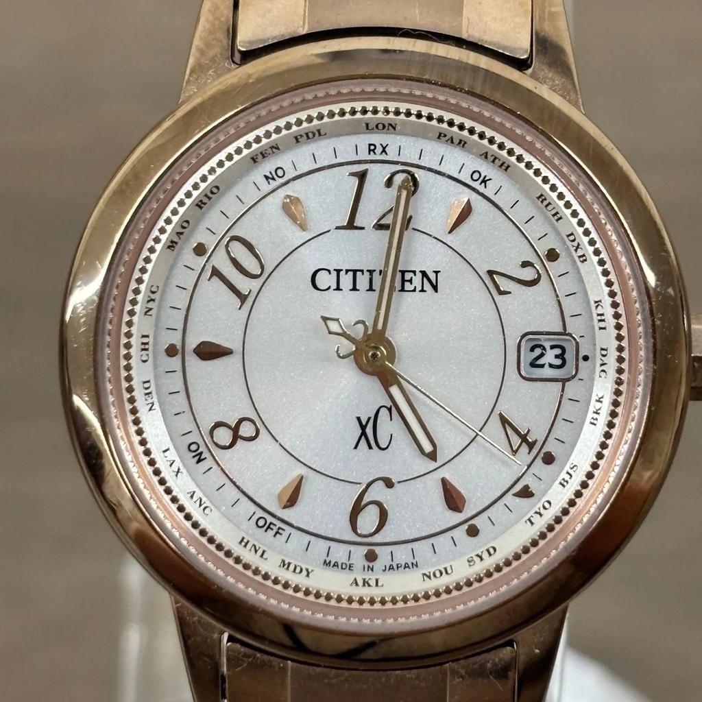 Used Beautiful Condition CITIZEN Watch xC Cross-Sea Eco-Drive Radio-controlled Watch Sakura Pink Titania Line Happy Flight Series EC1144-51C Ladies