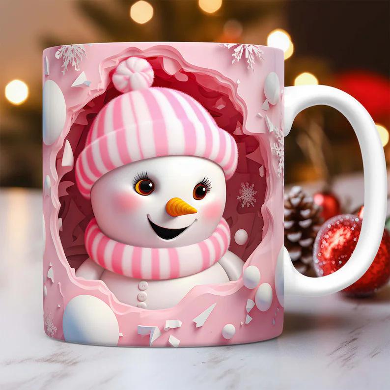 3D Christmas Christmas Ceramic Coffee Mug Xmas Gift Tea Cup Snowman New