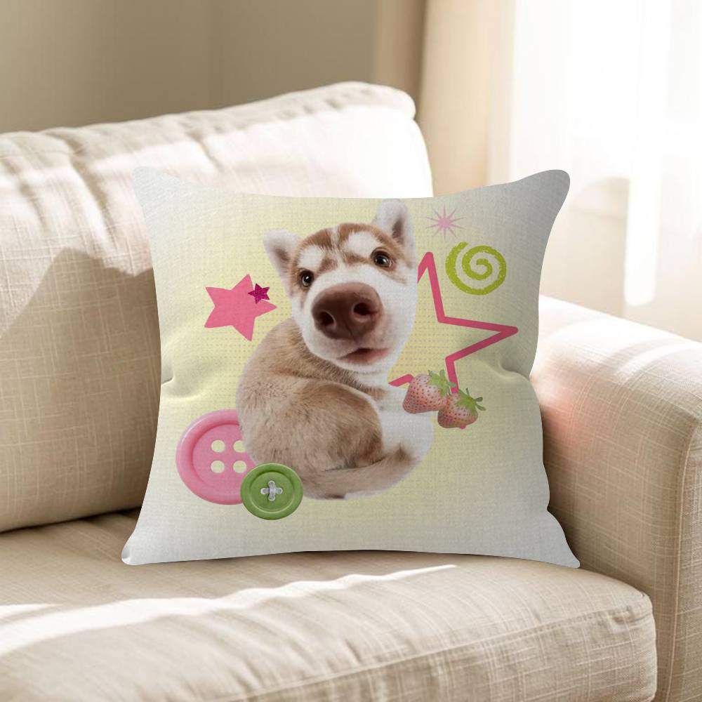 Cute Dreamy Pink Blue Puppy Animals Pillow Cushion Cover Pillowcase Living Room Sofa Home Decor Customized