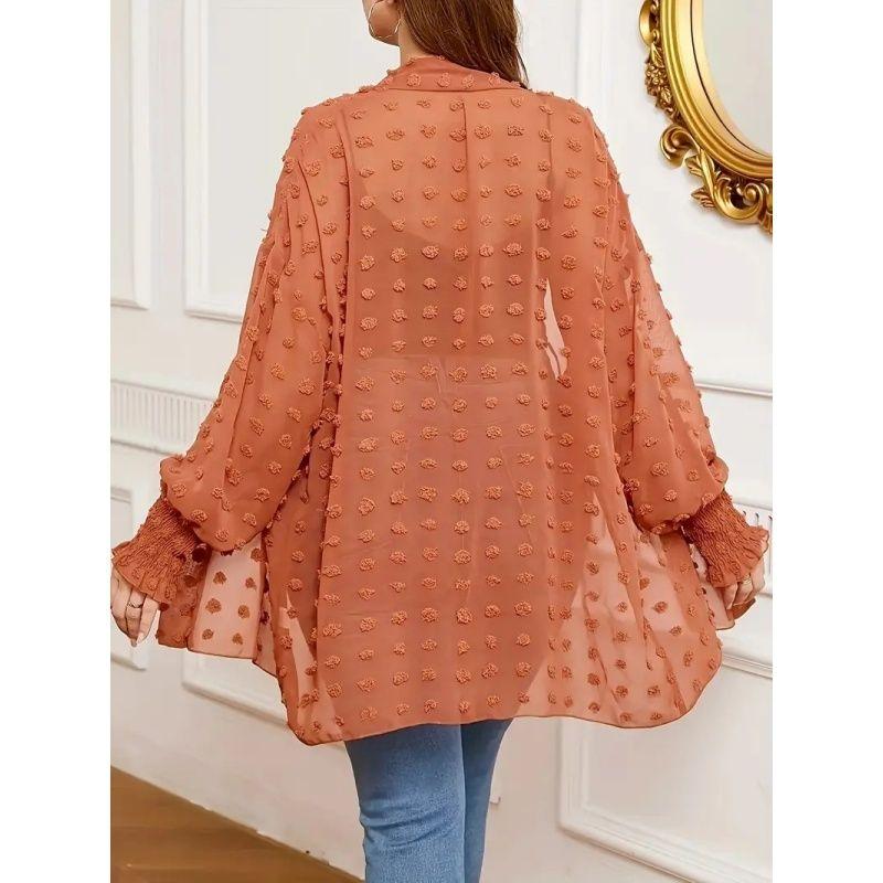 XL-4XL Women Blouse Casual Ladies Cardigan Plus size Translucent Cardigan Top