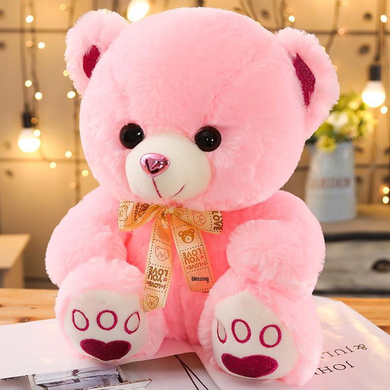 Pink Girly Heart Bear Plush Toy - Soft, Cute Teddy Bear Rag Doll Gift for Girls' Birthdays